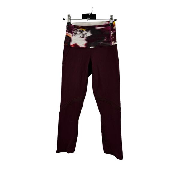 Lululemon Leggings Womens 2 Wunder Under Crop Shine On Wild Berry Rumble - Picture 1 of 3